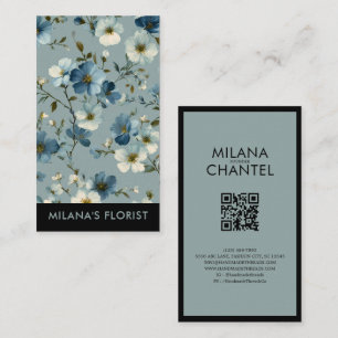 Tarjeta De Visita Margarita Azul Florista Moderna y Tendenciosa