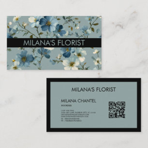 Tarjeta De Visita Margarita Azul Florista Moderna y Tendenciosa