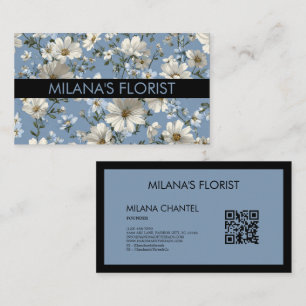 Tarjeta De Visita Margarita Azul Florista Moderna y Tendenciosa