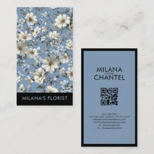 Tarjeta De Visita Margarita Azul Florista Moderna y Tendenciosa