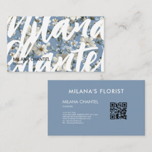 Tarjeta De Visita Margarita Azul Floristería Moderna y Tendenciosa 