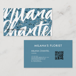 Tarjeta De Visita Margarita Azul Teal Moderna Floristería Tendencia 