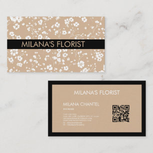 Tarjeta De Visita Margarita Blanca Beige Moderna Hippie Flor Florist