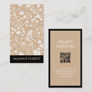 Tarjeta De Visita Margarita Blanca Beige Moderna Hippie Flor Florist