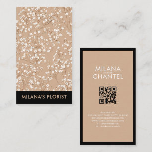 Tarjeta De Visita Margarita Blanca Beige Moderna Hippie Flor Florist