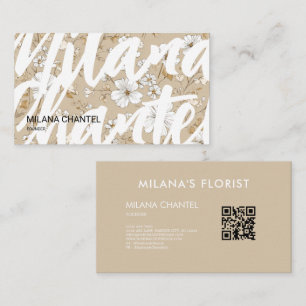 Tarjeta De Visita Margarita Blanca Beige Moderna Hippie Flor Florist