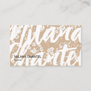 Tarjeta De Visita Margarita Blanca Beige Moderna Hippie Flor Florist