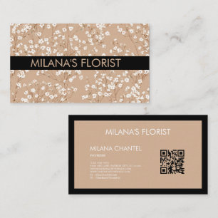Tarjeta De Visita Margarita Blanca Beige Moderna Hippie Flor Florist