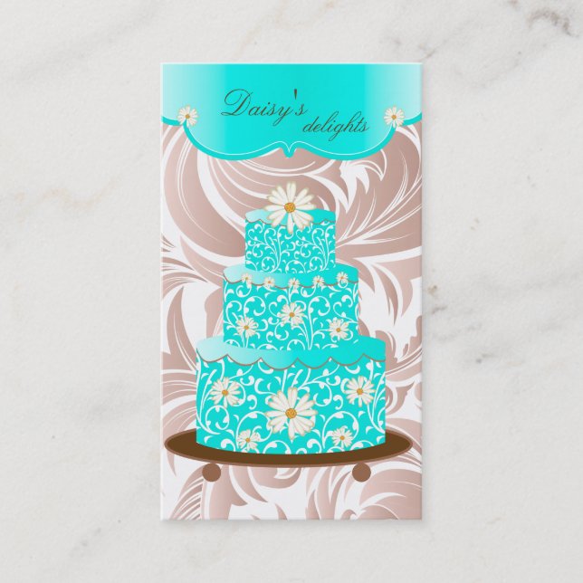 Tarjeta De Visita Margarita floral azul del chef de repostería del (Anverso)