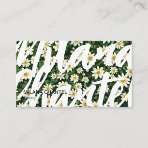 Tarjeta De Visita Margarita moderna boho floristería verde blanca