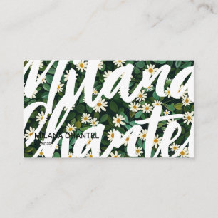 Tarjeta De Visita Margarita moderna boho floristería verde blanca