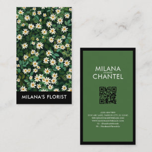 Tarjeta De Visita Margarita moderna boho floristería verde blanca