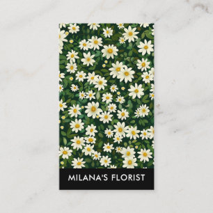 Tarjeta De Visita Margarita moderna boho floristería verde blanca
