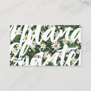 Tarjeta De Visita Margarita moderna boho floristería verde blanca