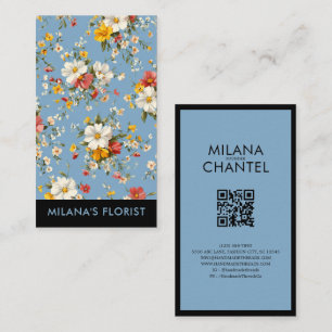 Tarjeta De Visita Margarita moderna de flores amarillas y azules roj