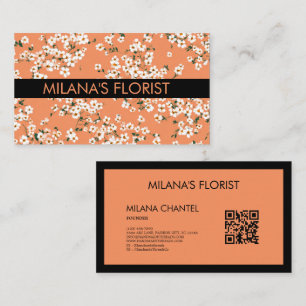 Tarjeta De Visita Margarita Naranja Flor Florista Moderna y Tendenci