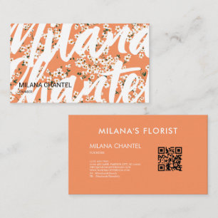 Tarjeta De Visita Margarita Naranja Flor Florista Moderna y Tendenci