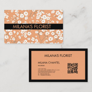Tarjeta De Visita Margarita Naranja Florista Flor Moderna y Tendenci