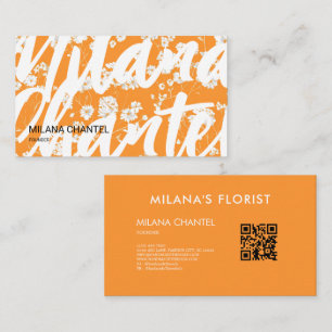 Tarjeta De Visita Margarita Naranja Florista Flor Moderna y Tendenci
