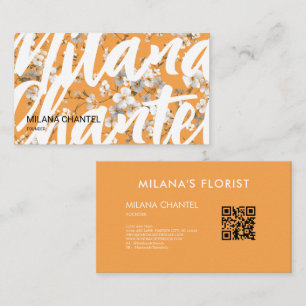 Tarjeta De Visita Margarita Naranja Florista Flor Moderna y Tendenci