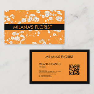 Tarjeta De Visita Margarita Naranja Florista Flor Moderna y Tendenci