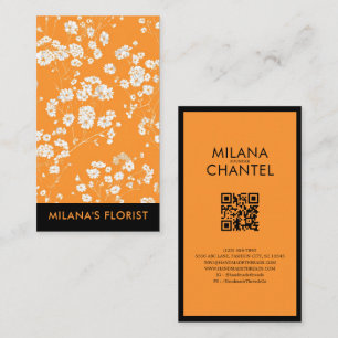 Tarjeta De Visita Margarita Naranja Florista Flor Moderna y Tendenci