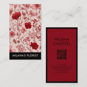 Tarjeta De Visita Margarita Roja Florista Moderna y Tendenciosa