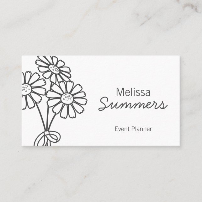 Tarjeta De Visita Margaritas blancas florales elegantes (Anverso)