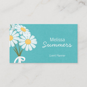 Tarjeta De Visita Margaritas blancas florales elegantes rústicas