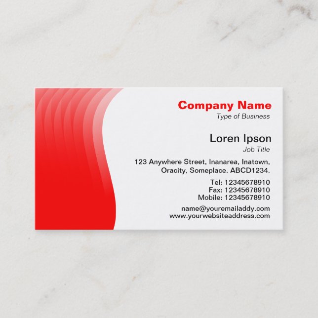 Tarjeta De Visita Margen de onda - Rojo (Anverso)
