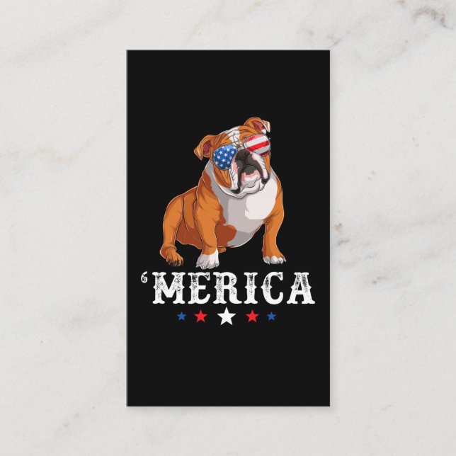 Tarjeta De Visita Marica Perro 4 de Julio USA Bandera Americana Ingl (Anverso)
