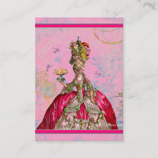 Tarjeta De Visita Marie Antoinette en rosa con pavo real