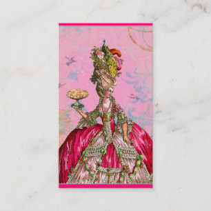 Tarjeta De Visita Marie Antoinette en rosa con pavo real