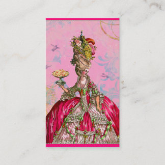 Tarjeta De Visita Marie Antoinette en rosa con pavo real
