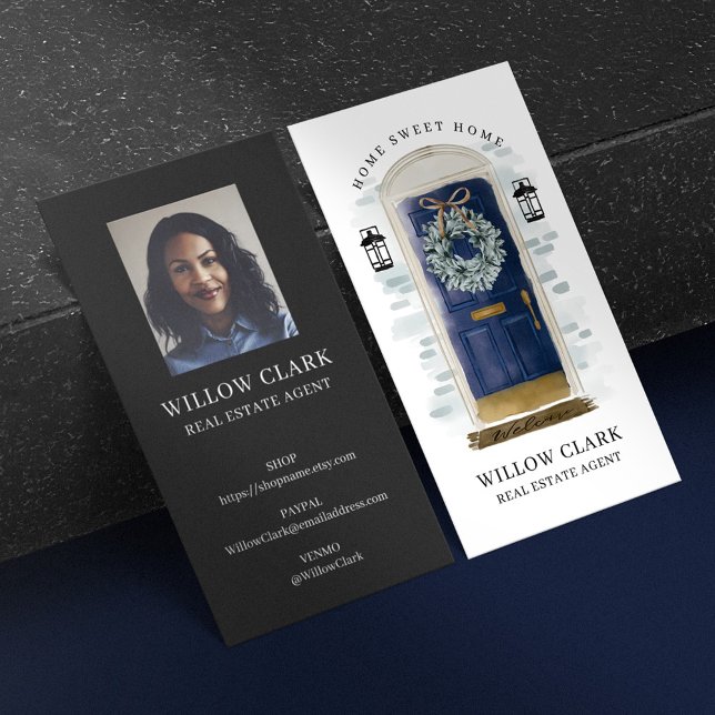 Tarjeta De Visita Marina acuarela frente a puerta Wreath Inmobiliari (Subido por el creador)