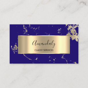 Tarjeta De Visita Marina Azul de Marble Real de Lujo Profesional
