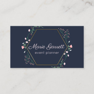 Tarjeta De Visita Marina con flores rosas