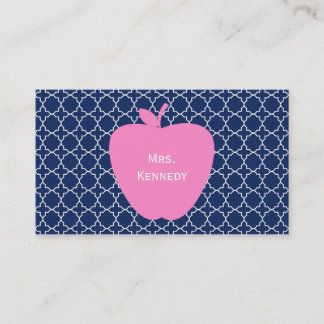 Tarjeta De Visita Marina de guerra rosada Quatrefoil de Apple