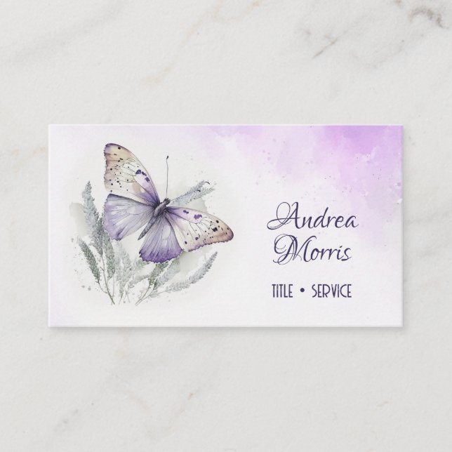 Tarjeta De Visita Mariposa acuarela Lavender (Anverso)
