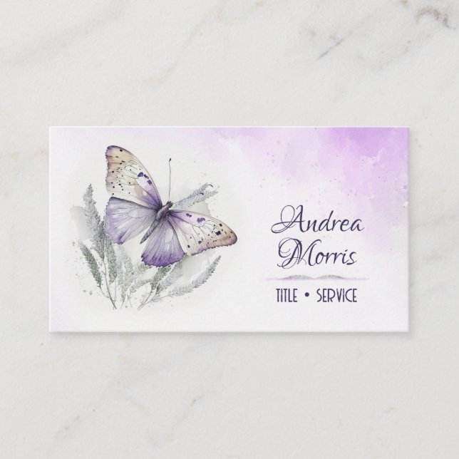 Tarjeta De Visita Mariposa acuarela Lavender (Anverso)