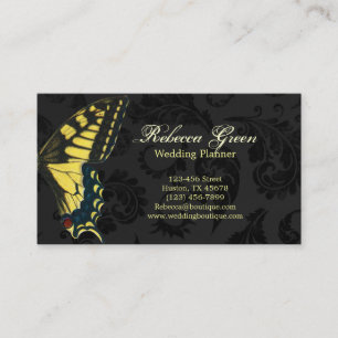 Tarjeta De Visita mariposa amarilla negra gótica