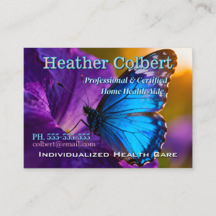Tarjeta De Visita Mariposa Azul de Confianza Cuidadora Profesional 