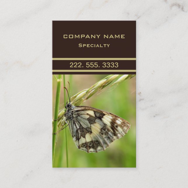 Tarjeta De Visita Mariposa blanca enmarañada en la hierba (Anverso)