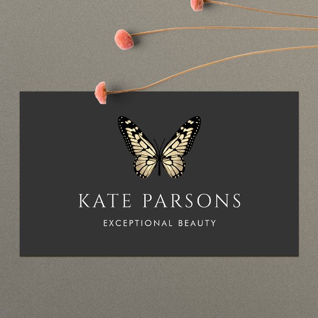 Tarjeta De Visita Mariposa clásica negra y dorada (Subido por el creador)