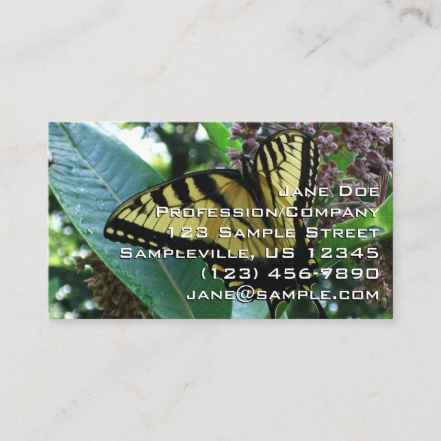 Tarjeta De Visita Mariposa de cola torta I en Milkweed en Shenandoah (Anverso)