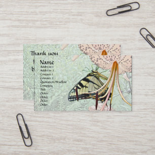 Tarjeta De Visita Mariposa de cola tortuosa tigre en la lirio de Gor