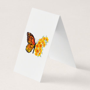 Tarjeta De Visita Mariposa de flor con amapola de California amarill
