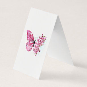 Tarjeta De Visita Mariposa de flor con Sakura rosa