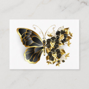Tarjeta De Visita Mariposa de flor de oro con orquídea negra