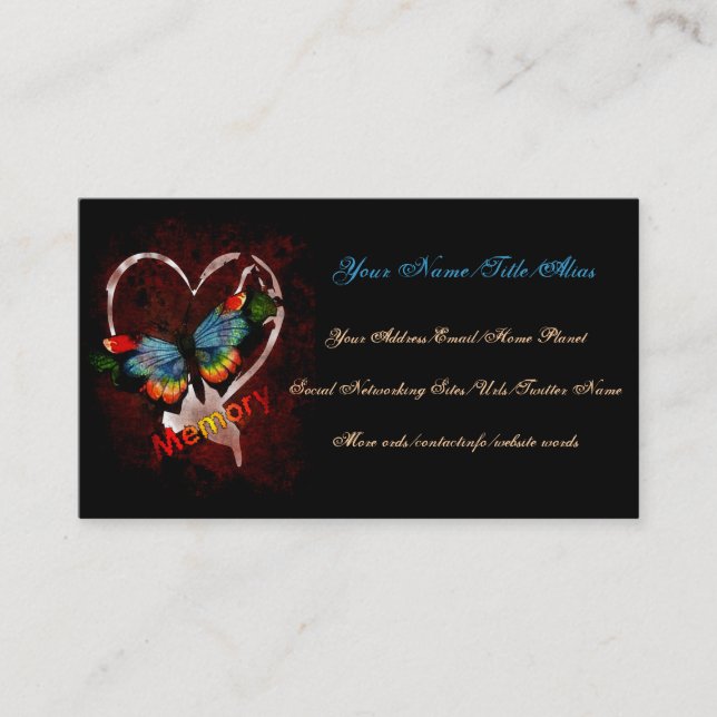 Tarjeta De Visita Mariposa de la memoria (Anverso)